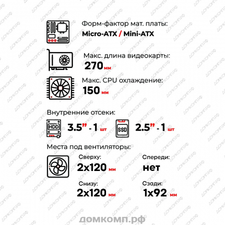 недорогой корпус для сборки компьютера. домкомп.рф